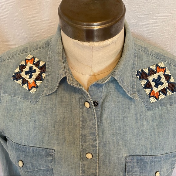 Polo RL L hand beaded snap button denim shirt - Picture 3 of 9
